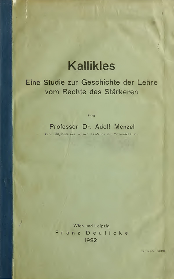Adolf Menzel: Kallikles (1922)
